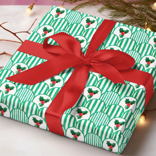 Papier Cadeau Motif de Noël rétro géométrique à l'aquarelle de h