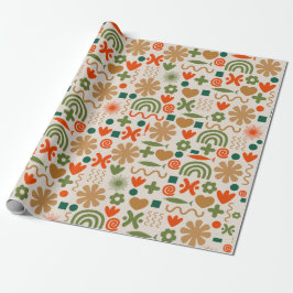 Papier Cadeau Motif de Noël rétro-russe scandinave