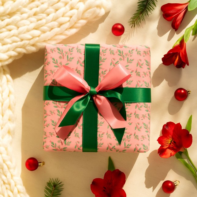 Papier Cadeau Motif de Noël rose classique (Créateur téléchargé)