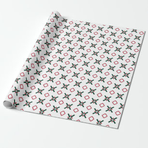 Papier Cadeau Motif de Noël Rouge Blanc et Vert