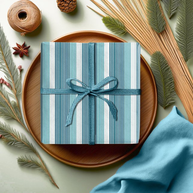 Papier Cadeau Motif de Noël turquoise Pinstripe #28 ID1009 (Créateur téléchargé)