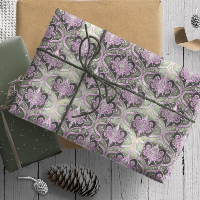 Papier Cadeau Motif de Noël vert violet #30 ID1009 (Créateur téléchargé)