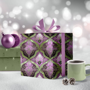 Papier Cadeau Motif de Noël vert violet #31 ID1009