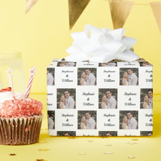 Papier Cadeau Motif de nom photo personnalisé (Fête d'anniversaire)