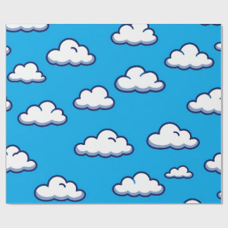 Papier Cadeau Motif de Nuages de Dessin Animé – Conception de Ci