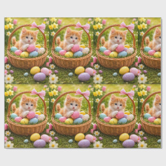 Papier Cadeau Motif de œufs de Pâques photo de chaton 