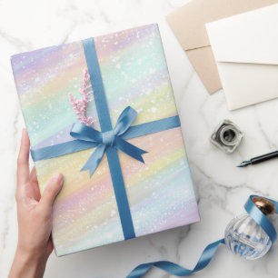 Papier Cadeau Motif de paillettes holographiques arc-en-ciel pas