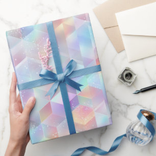 Papier Cadeau Motif de paillettes holographiques arc-en-ciel pas