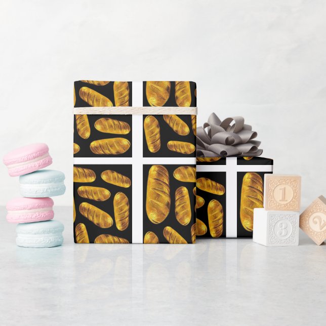 Papier Cadeau Motif de pain d'or (Baby Shower)