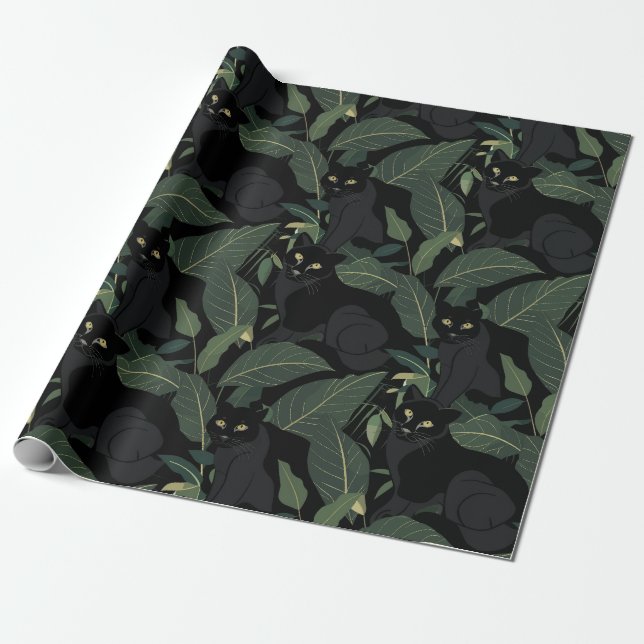 Papier Cadeau Motif de panthère noire moderne (Déroulé)
