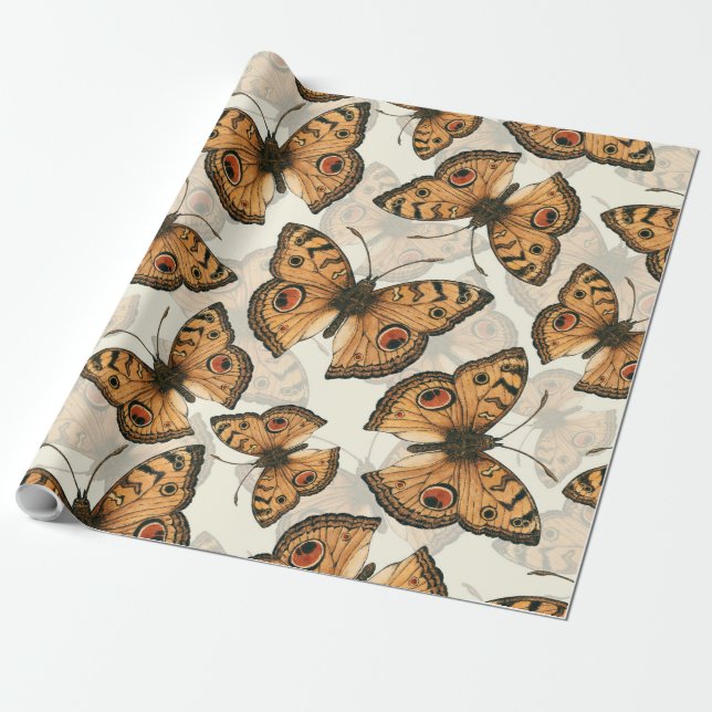 Papier Cadeau Motif de papillon paon (Déroulé)