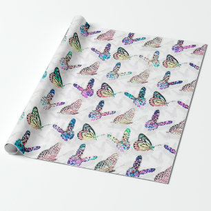 Papier Cadeau Motif de papillons couleur d'eau simple