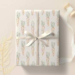 Papier Cadeau Motif de Pâques neutre Carotte Jardin de printemps