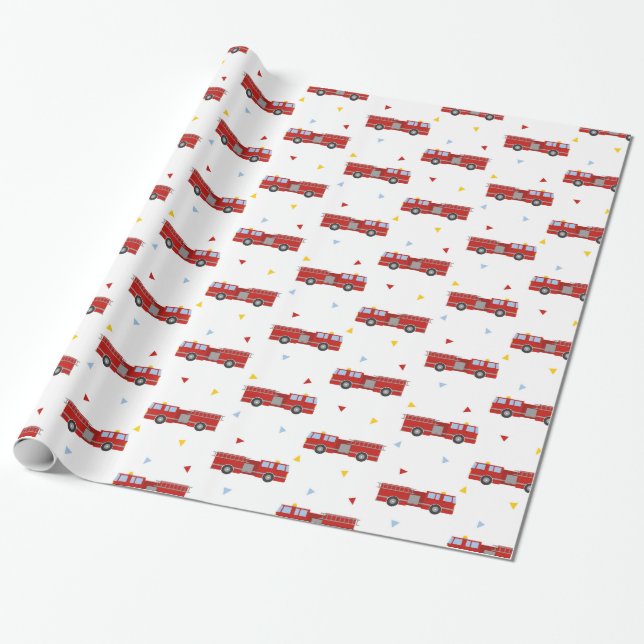 Papier Cadeau Motif de partie de Firetruck de mod (Déroulé)