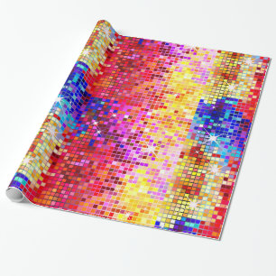 Papier Cadeau Motif de parties scintillant disco colorée