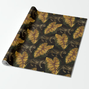 Papier Cadeau Motif de Parties scintillant d'or Jungle Tiger