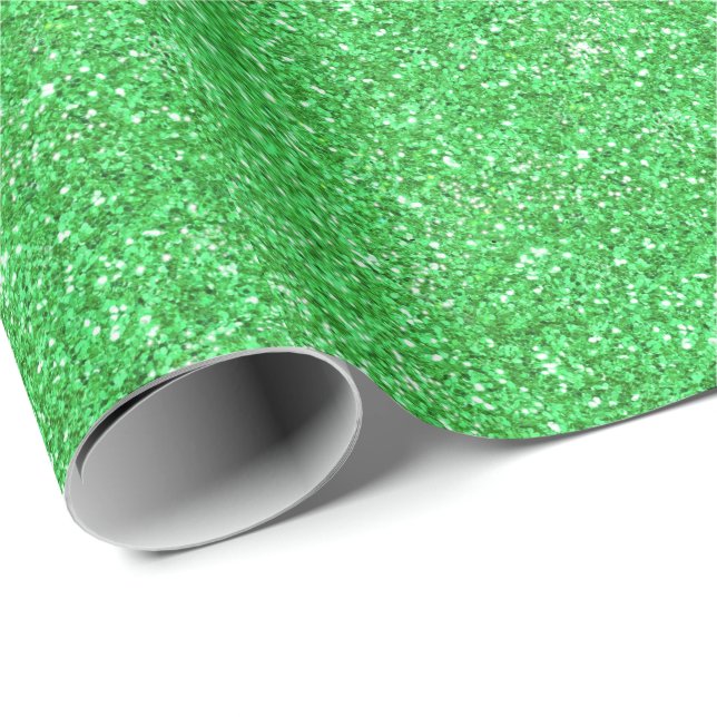 Papier Cadeau Motif de parties scintillant pétillante verte (Coin rond)