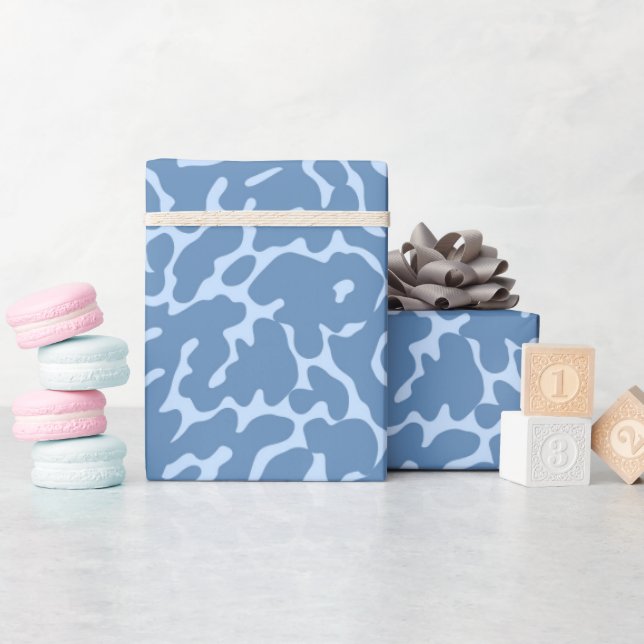 Papier Cadeau Motif de peau de léopard bleu clair (Baby Shower)