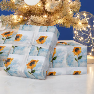 Papier Cadeau Motif de peinture de tournesol aquarelle