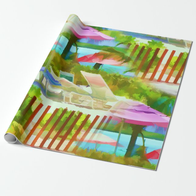 Papier Cadeau Motif de photographie de la plage tropicale des Ba (Déroulé)