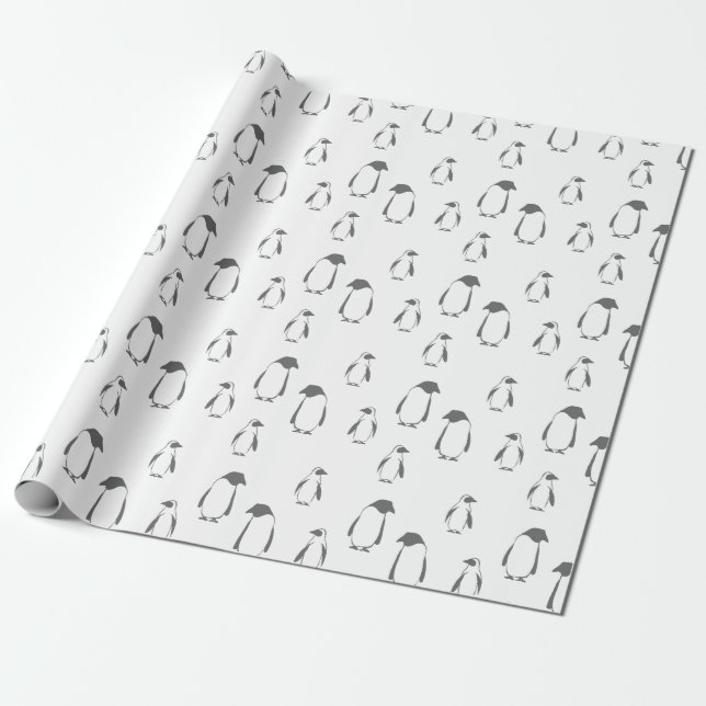 Papier Cadeau Motif de pingouins de Noël - cadeaux de Noël (Déroulé)