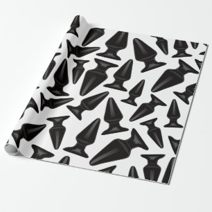 Papier Cadeau Motif de plug-in de cul noir - personnalisable