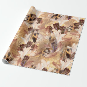 Papier Cadeau Motif de plumes pélican ou Hawk