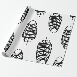 Papier Cadeau Motif de plumes rayées d'oiseaux. Motif sans faill