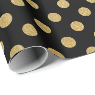 Papier Cadeau Motif de point de polka de feuille d'or de Faux
