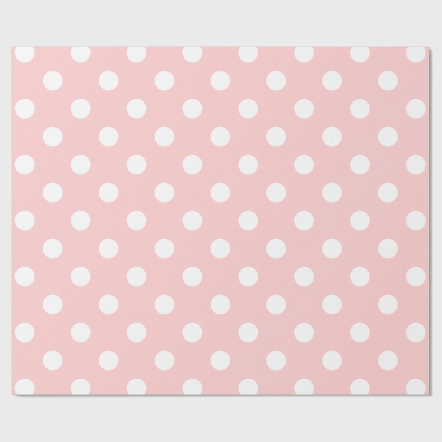 Papier Cadeau Motif de point rose et blanc de polka (Plat)