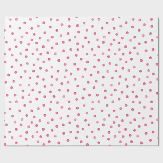 Papier Cadeau Motif de points blanc rose de confettis (Plat)