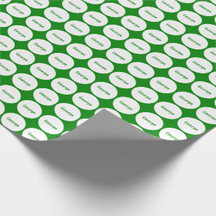 Papier Cadeau Motif de points blanc sur le vert avec le nom