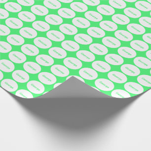 Papier Cadeau Motif de points blanc sur vert clair avec le nom