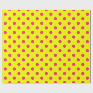 Papier Cadeau Motif de points polka jaune et rose 