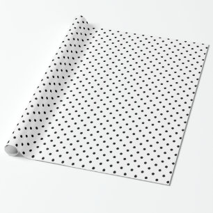 Papier Cadeau Motif de points Polka noir et blanc