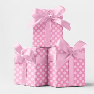 Papier Cadeau Motif de points Polka rose monochrome