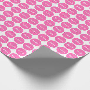 Papier Cadeau Motif de points rose sur le blanc avec le nom