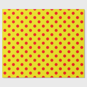Papier Cadeau Motif de pois jaunes et rouges