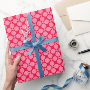 Papier Cadeau Motif de pois monochrome rétro rose rouge