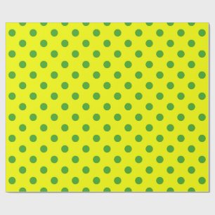Papier Cadeau Motif de pois verts sur fond jaune