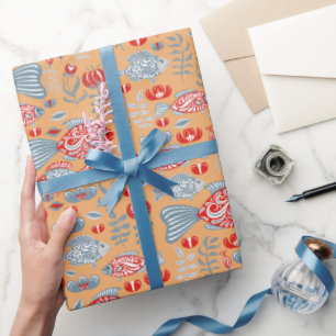 Papier Cadeau Motif de poisson moderne