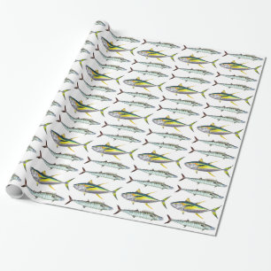 Papier Cadeau motif de poissons de truite saumonnée et de wahoo