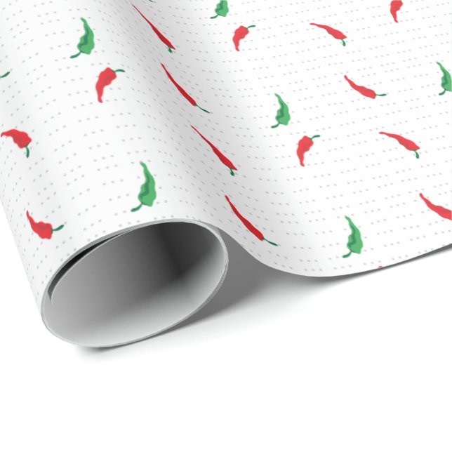 Papier Cadeau Motif de poivre chilien pointillé (Coin rond)