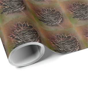 Papier Cadeau Motif de pomme de pin marron