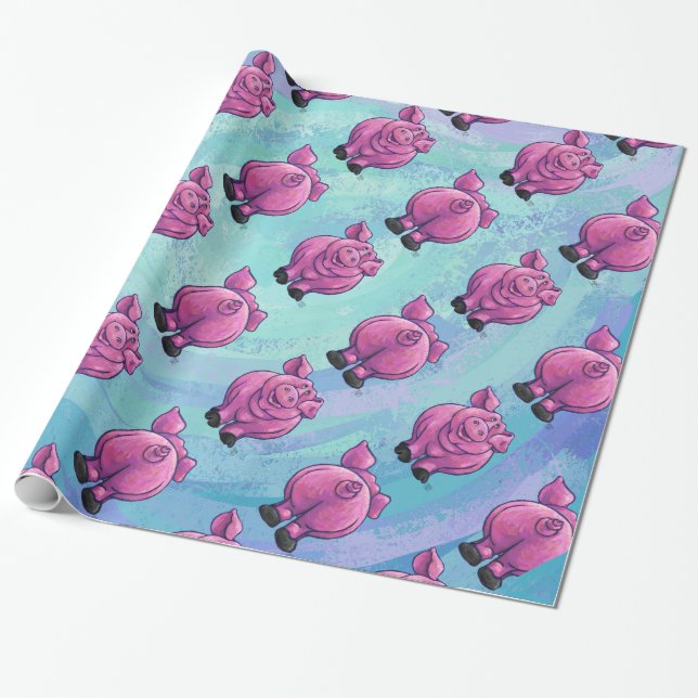 Papier Cadeau Motif de porc de têtes et de queues (Déroulé)