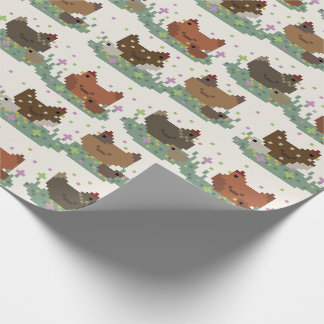 Papier Cadeau Motif de poulets pixel adorables