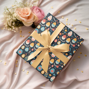 Papier Cadeau Motif de printemps des oeufs de Pâques