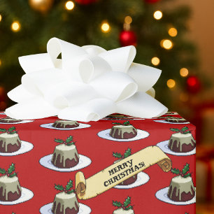 Papier Cadeau Motif de pudding de Noël Joyeux Noël ! Motif de ho