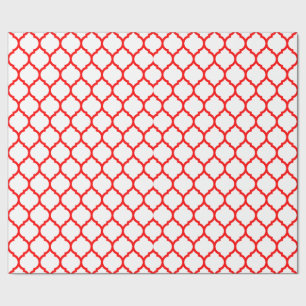Papier Cadeau Motif de quatrefoil rouge blanc élégant