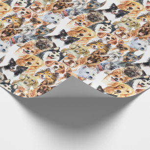 Papier Cadeau Motif de races de chiens d'aquarelle